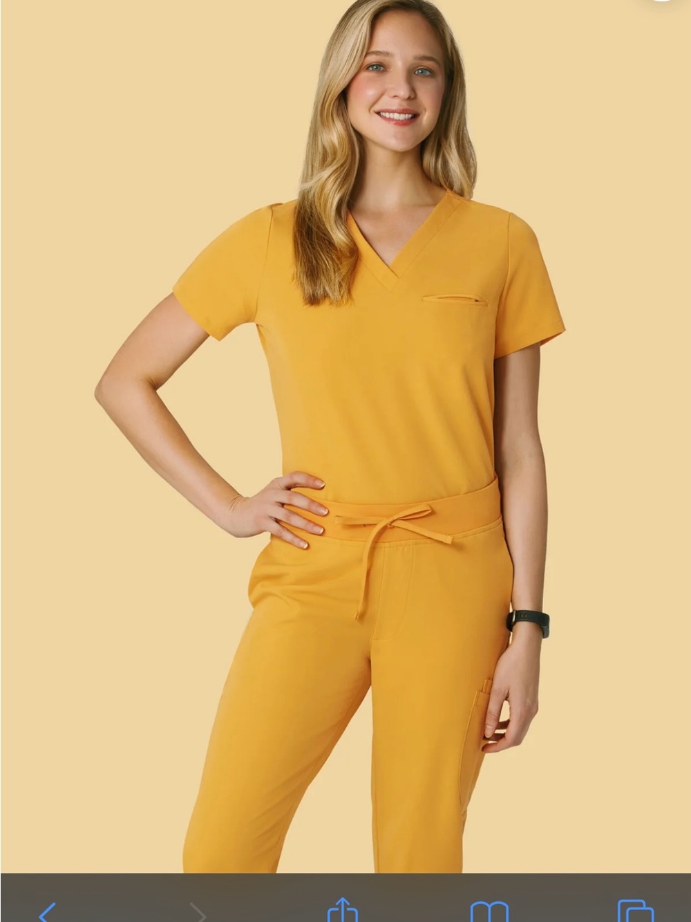 Mandala Honey Women's V-Neck Short Sleeve Top in Yellow and pants set - Picture 2 of 4